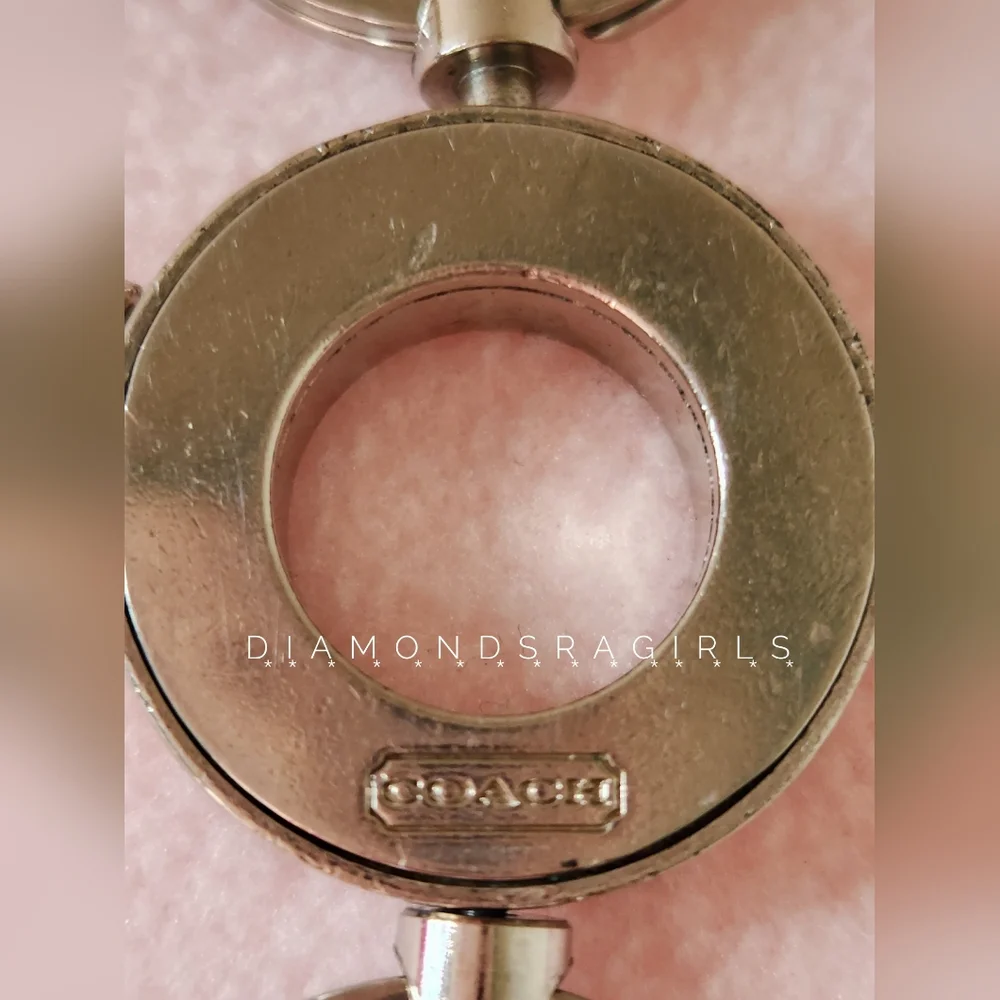 COACH Silver 2-piece Valet Keychain KeyRing Silver VGUC